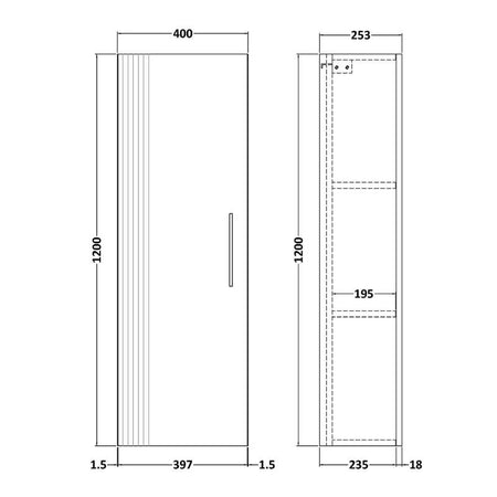 Nuie Deco Wall Hung Tall Unit (1 size, 5 colours) - Brand New Bathrooms