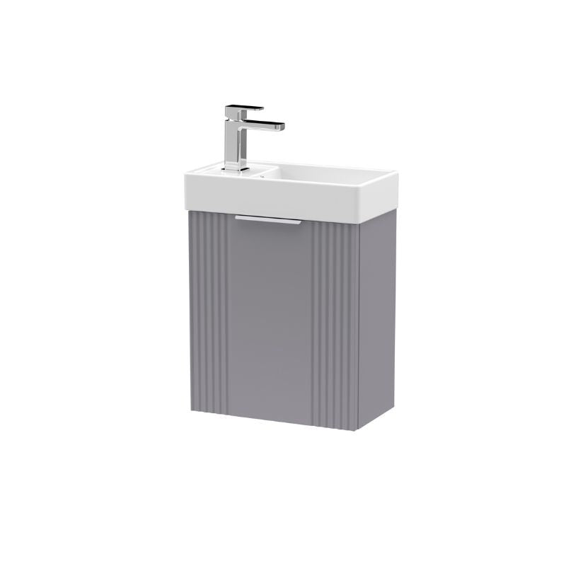 Nuie Deco Compact Wall Hung 1 Door Vanity Basin Unit & Ceramic Basin (1 size, 5 colours) - Brand New Bathrooms