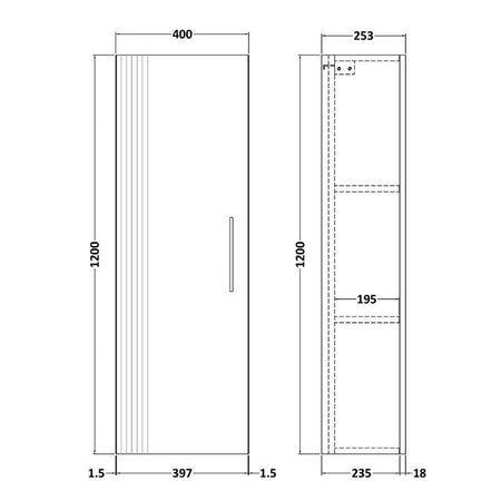 Nuie Deco Wall Hung Tall Unit (1 size, 5 colours) - Brand New Bathrooms