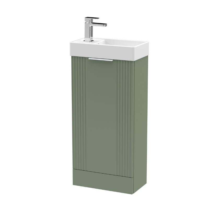 Nuie Deco Compact Floor Standing 1 Door Vanity Basin Unit & Ceramic Basin (1 size, 5 colours) - Brand New Bathrooms