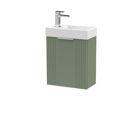Nuie Deco Compact Wall Hung 1 Door Vanity Basin Unit & Ceramic Basin (1 size, 5 colours) - Brand New Bathrooms