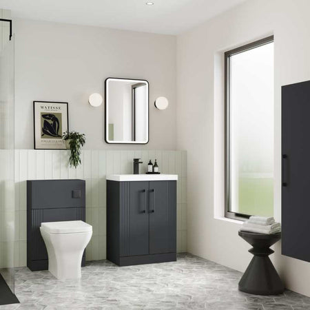 Nuie Deco Floor Standing 2-Door Vanity & Minimalist Basin (1 size, 5 colours) - Brand New Bathrooms