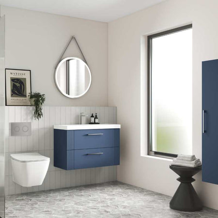 Nuie Deco Wall Hung 2-Drawer Vanity & Thin-Edge Basin (1 size, 5 colours) - Brand New Bathrooms