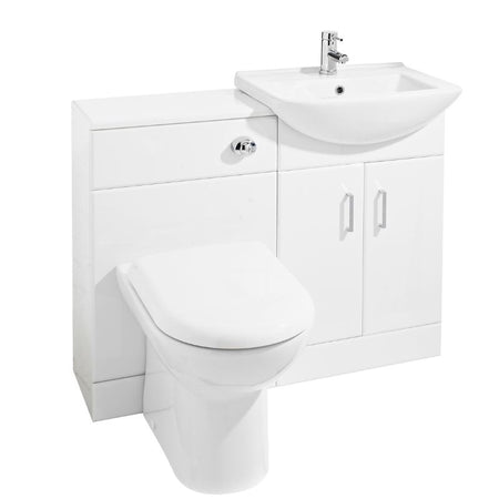 Nuie Cloakroom Pack Floor Standing Saturn Furniture Pack with Square Basin (1 size, Gloss White) - Brand New Bathrooms