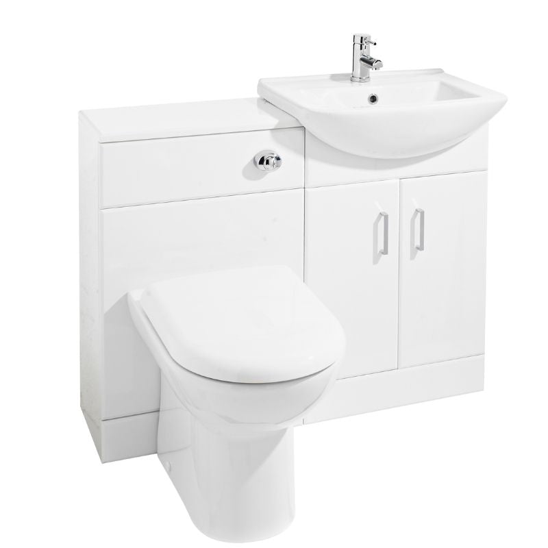 Nuie Cloakroom Pack Floor Standing Saturn Furniture Pack with Square Basin (1 size, Gloss White) - Brand New Bathrooms