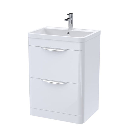 Nuie Parade Floor Standing 2 Drawer Vanity Unit with Ceramic Basin (1 size, Gloss White) - Brand New Bathrooms