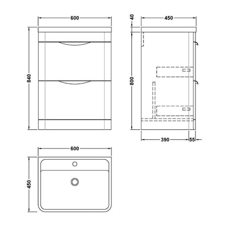 Nuie Parade Floor Standing 2 Drawer Vanity Basin Unit & Polymarble Basin (1 size, 2 colours) - Brand New Bathrooms