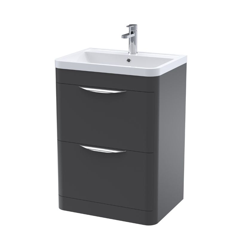Nuie Parade Floor Standing 2 Drawer Vanity Basin Unit & Ceramic Basin (1 size, 2 colours) - Brand New Bathrooms