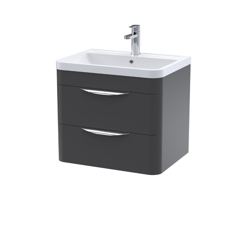Nuie Parade Wall Hung 2 Drawer Vanity Basin Unit & Polymarble Basin (1 size, 2 colours) - Brand New Bathrooms