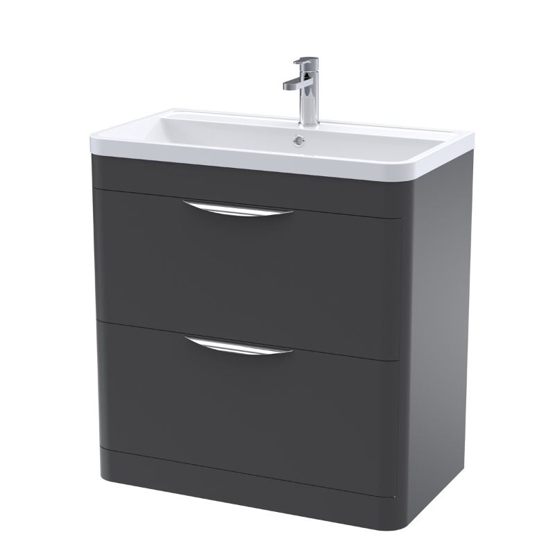 Nuie Parade Floor Standing 2 Drawer Vanity Basin Unit & Polymarble Basin (1 size, 2 colours) - Brand New Bathrooms