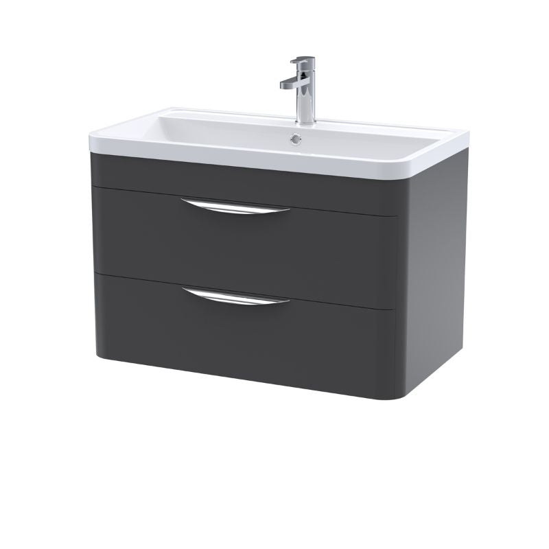 Nuie Parade Wall Hung 2 Drawer Vanity Basin Unit & Polymarble Basin (1 size, 2 colours) - Brand New Bathrooms
