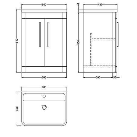 Nuie Parade Floor Standing 2 Door Vanity Basin Unit & Polymarble Basin (1 size, 2 colours) - Brand New Bathrooms