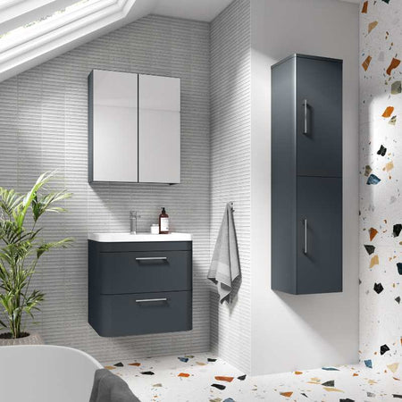 Nuie Parade Wall Hung 2 Drawer Vanity Basin Unit & Polymarble Basin (1 size, 2 colours) - Brand New Bathrooms