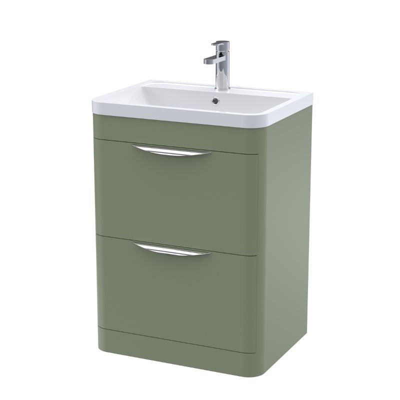 Nuie Parade Floor Standing 2 Drawer Vanity Basin Unit & Ceramic Basin (1 size, 2 colours) - Brand New Bathrooms