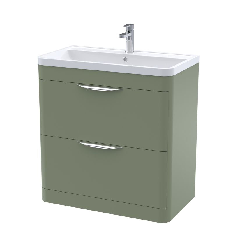 Nuie Parade Floor Standing 2 Drawer Vanity Basin Unit & Ceramic Basin (1 size, 2 colours) - Brand New Bathrooms
