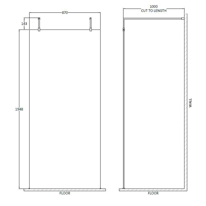 Nuie Wetroom Screen With Arms and Feet (Polished Chrome, 3 sizes) - Brandnew Bathroom