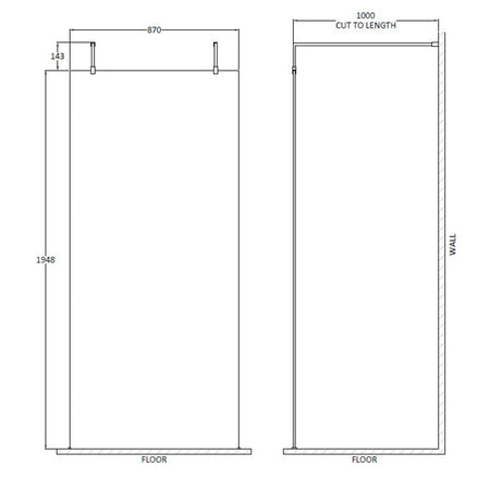Nuie Wetroom Screen With Arms and Feet (Polished Chrome, 3 sizes) - Brandnew Bathroom