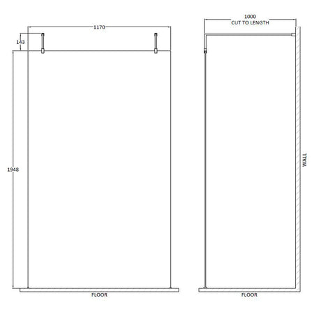 Nuie Wetroom Screen With Arms and Feet (Polished Chrome, 4 sizes) - Brandnew Bathroom