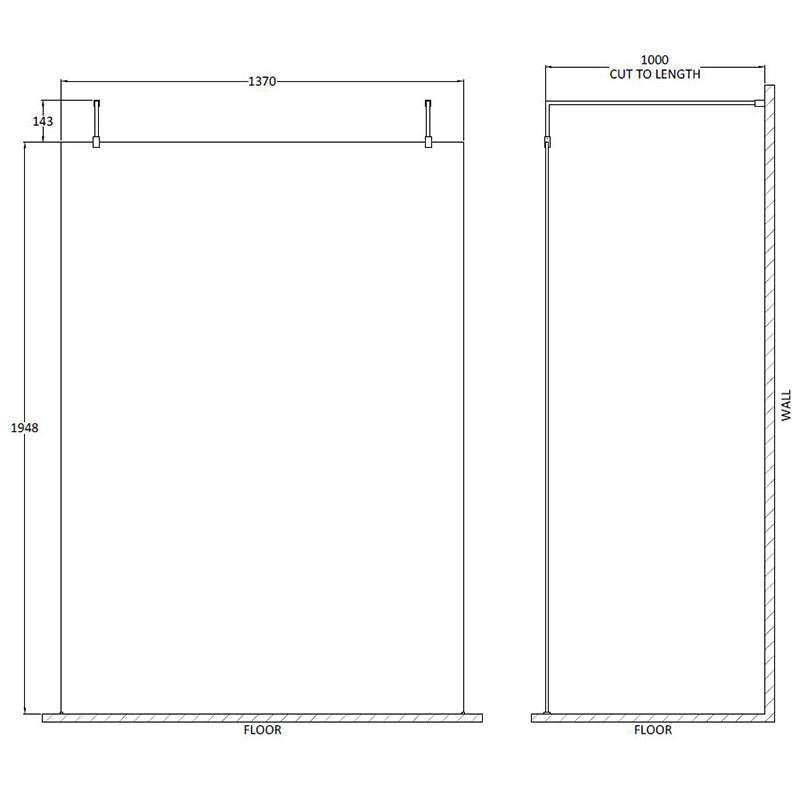 Nuie Wetroom Screen With Arms and Feet (Polished Chrome, 4 sizes) - Brandnew Bathroom