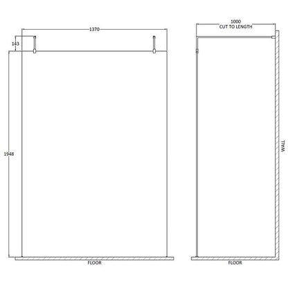 Nuie Wetroom Screen With Arms and Feet (Polished Chrome, 4 sizes) - Brandnew Bathroom