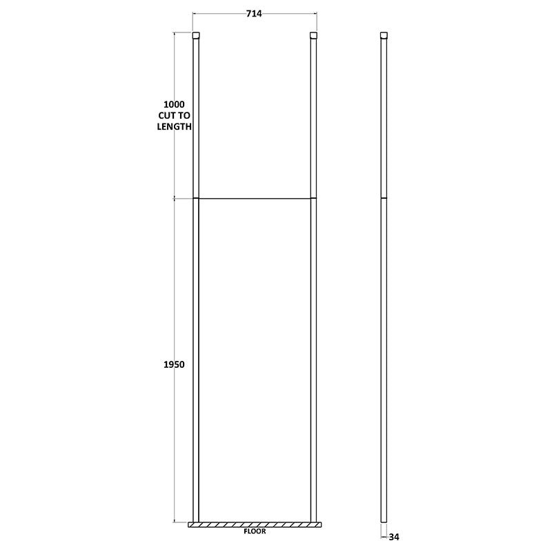 Nuie Wetroom Screen With Ceiling Post (Polished Chrome, 3 sizes) - Brandnew Bathroom
