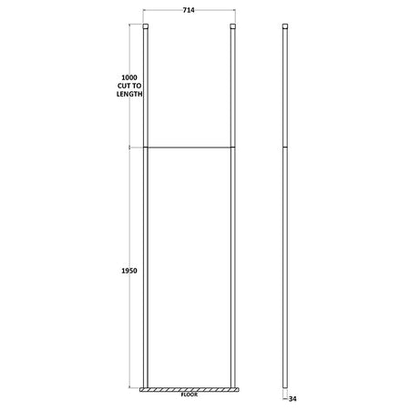 Nuie Wetroom Screen With Ceiling Post (Polished Chrome, 3 sizes) - Brandnew Bathroom