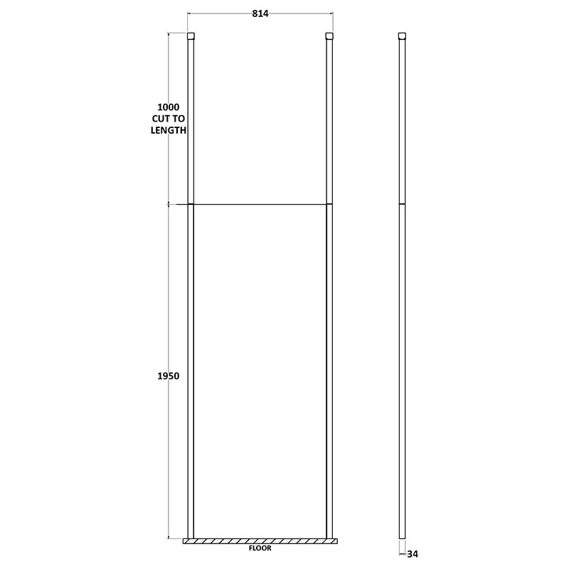 Nuie Wetroom Screen With Ceiling Post (Polished Chrome, 3 sizes) - Brandnew Bathroom