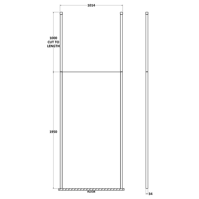 Nuie Wetroom Screen With Ceiling Post (Polished Chrome, 4 sizes) - Brandnew Bathroom