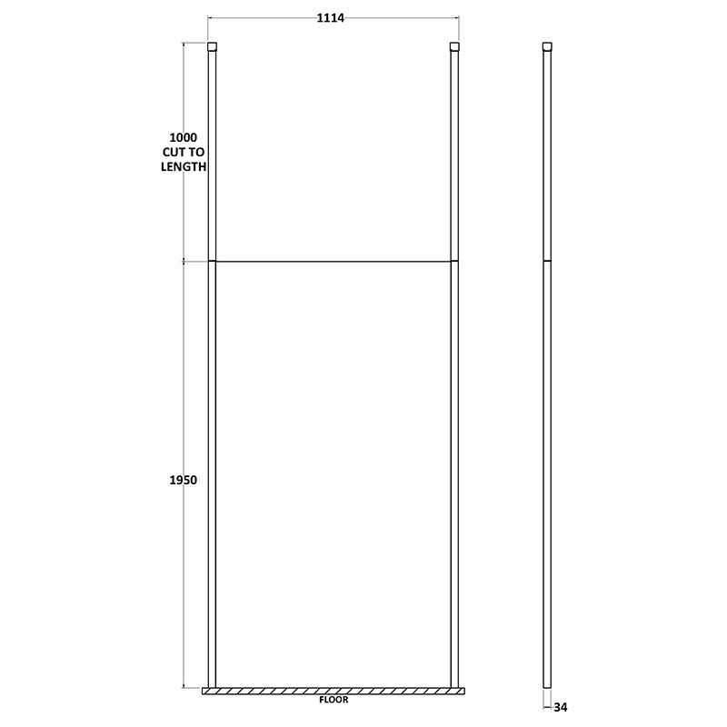 Nuie Wetroom Screen With Ceiling Post (Polished Chrome, 4 sizes) - Brandnew Bathroom