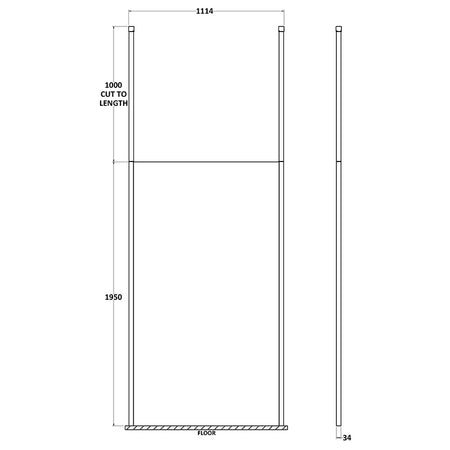 Nuie Wetroom Screen With Ceiling Post (Polished Chrome, 4 sizes) - Brandnew Bathroom