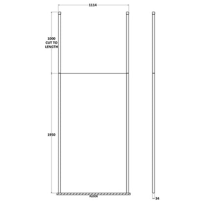 Nuie Wetroom Screen With Ceiling Post (Polished Chrome, 4 sizes) - Brandnew Bathroom