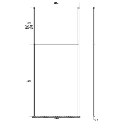 Nuie Wetroom Screen With Ceiling Post (Polished Chrome, 4 sizes) - Brandnew Bathroom