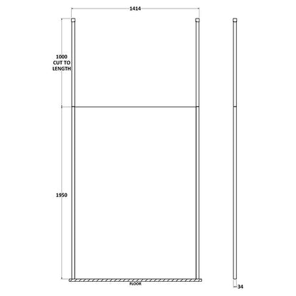 Nuie Wetroom Screen With Ceiling Post (Polished Chrome, 4 sizes) - Brandnew Bathroom