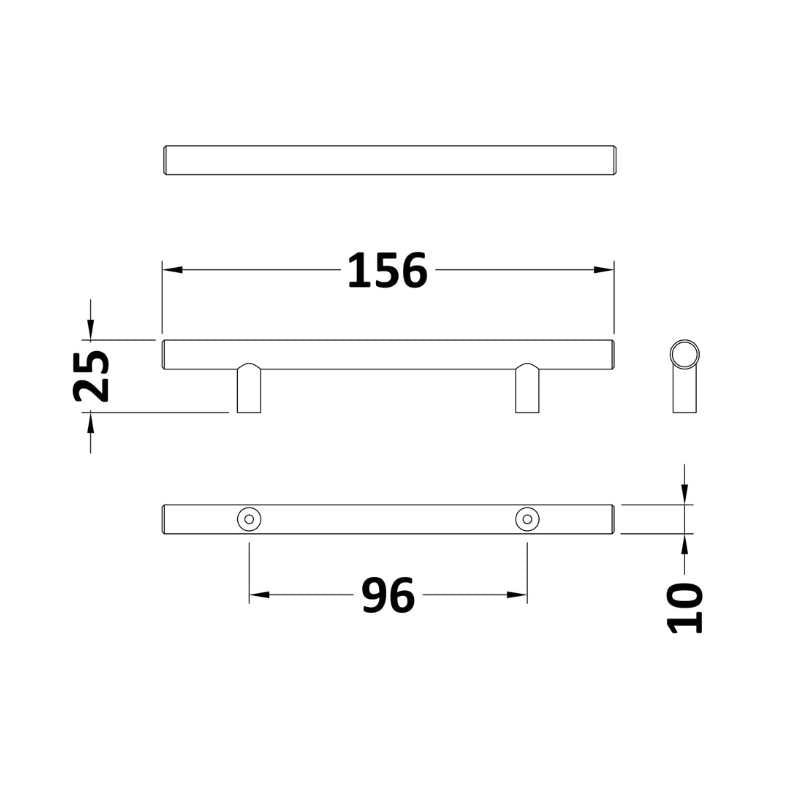 Nuie Furniture Handles Bar Handle Centres (1 size, Chrome) - Brand New Bathrooms