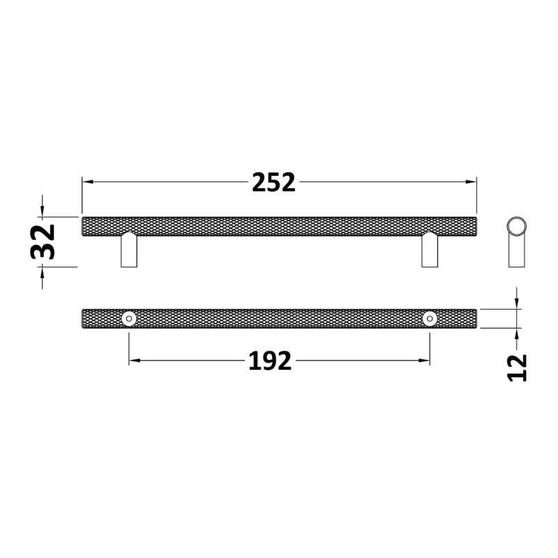 Nuie Furniture Handles Knurled Bar Handle Centres (1 size, 3 colours) - Brand New Bathrooms