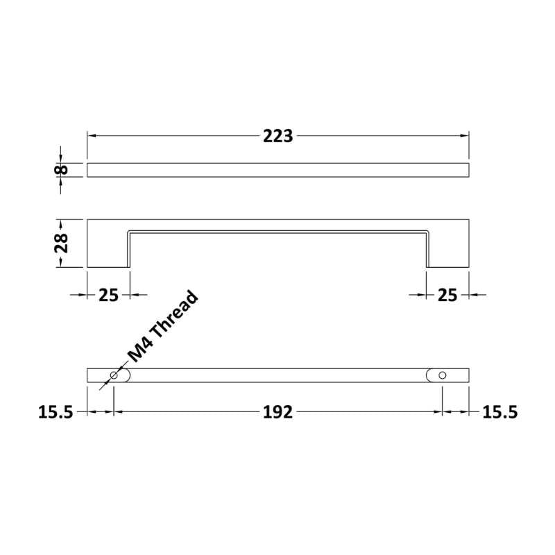 Nuie Furniture Handles D Handle Centres (2 sizes, 4 colours) - Brand New Bathrooms
