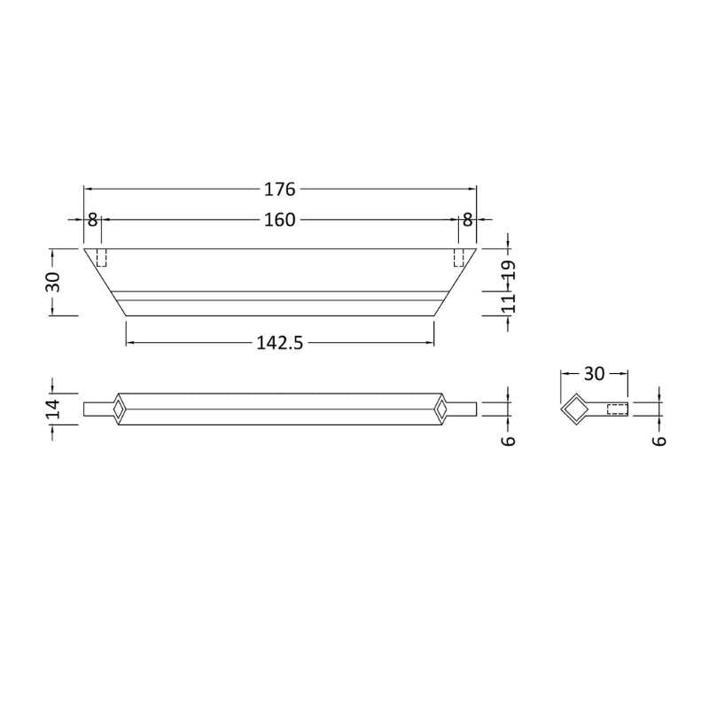 Nuie Furniture Handles Profile Handle Centres (2 sizes, 2 colours) - Brand New Bathrooms