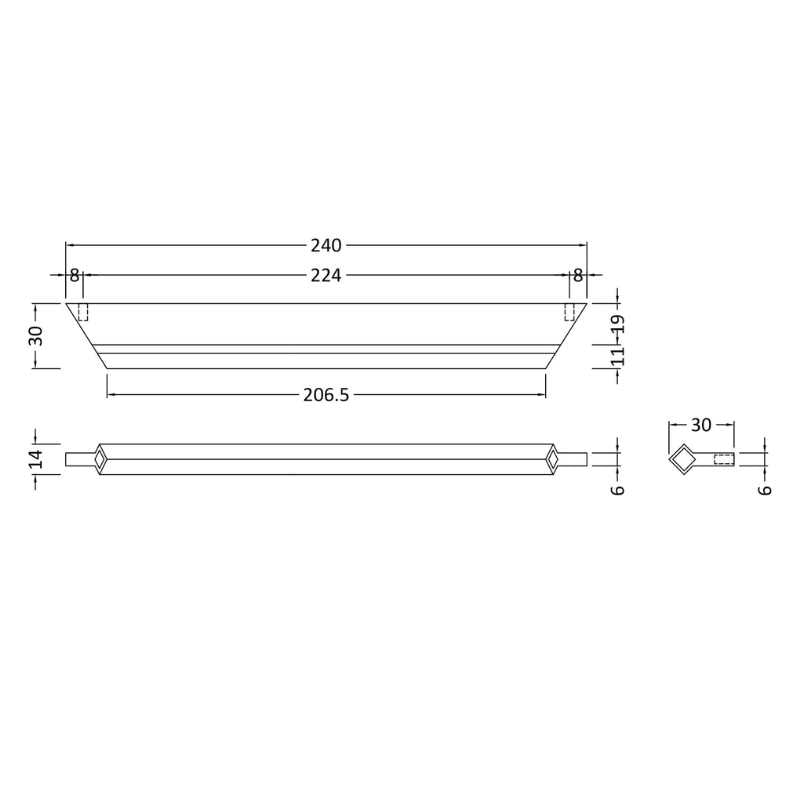 Nuie Furniture Handles Profile Handle Centres (2 sizes, 2 colours) - Brand New Bathrooms
