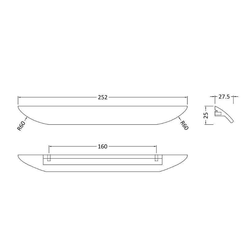Nuie Furniture Handles Finger Pull Handle Centres (2 sizes, 2 colours) - Brand New Bathrooms