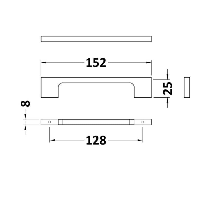Nuie Furniture Handles Slim Line D Handle Centres (1 size, 3 colours) - Brand New Bathrooms
