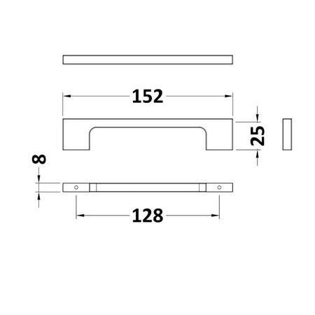 Nuie Furniture Handles Slim Line D Handle Centres (1 size, 3 colours) - Brand New Bathrooms