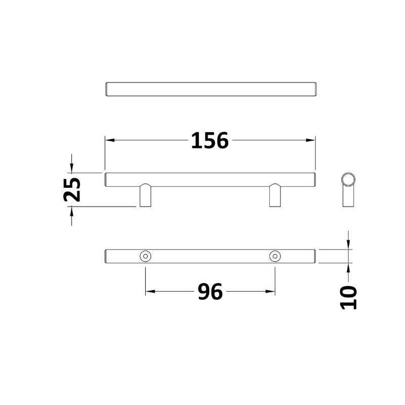Nuie Furniture Handles Bar Handle (2 sizes, 3 colours) - Brand New Bathrooms