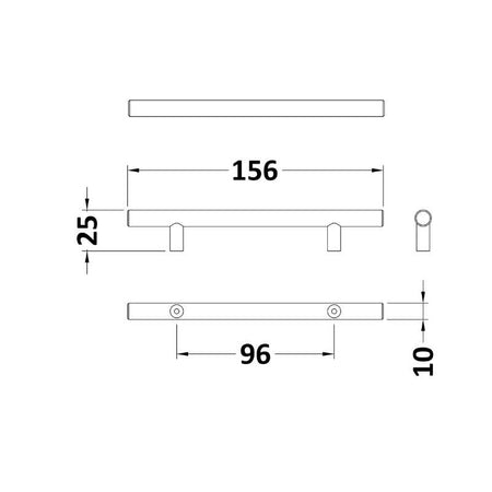 Nuie Furniture Handles Bar Handle (2 sizes, 3 colours) - Brand New Bathrooms