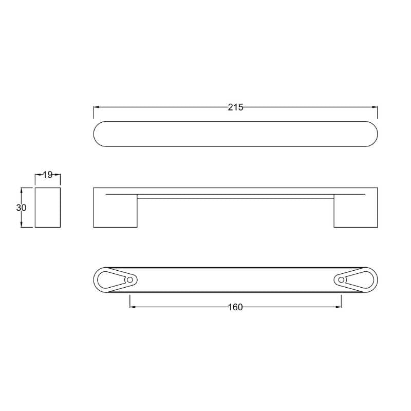 Nuie Furniture Handles Rounded D Handle Centres (1 size, Chrome) - Brand New Bathrooms