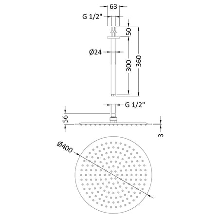 Hudson Reed Fixed Shower Heads Ceiling Mounted (2 styles, Chrome) - Brandnew Bathroom