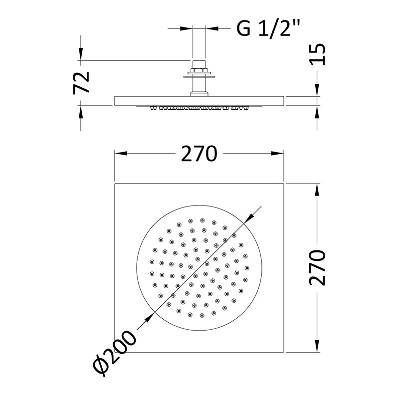 Hudson Reed Fixed Shower Heads Ceiling Tile Fixed Head (3 sizes, Chrome) - Brandnew Bathroom