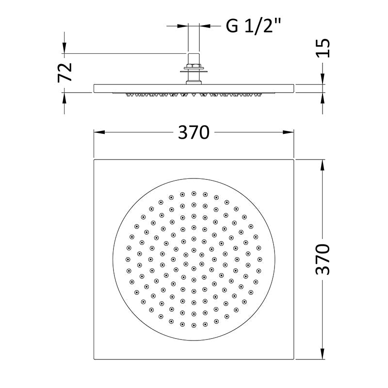 Hudson Reed Fixed Shower Heads Ceiling Tile Fixed Head (3 sizes, Chrome) - Brandnew Bathroom