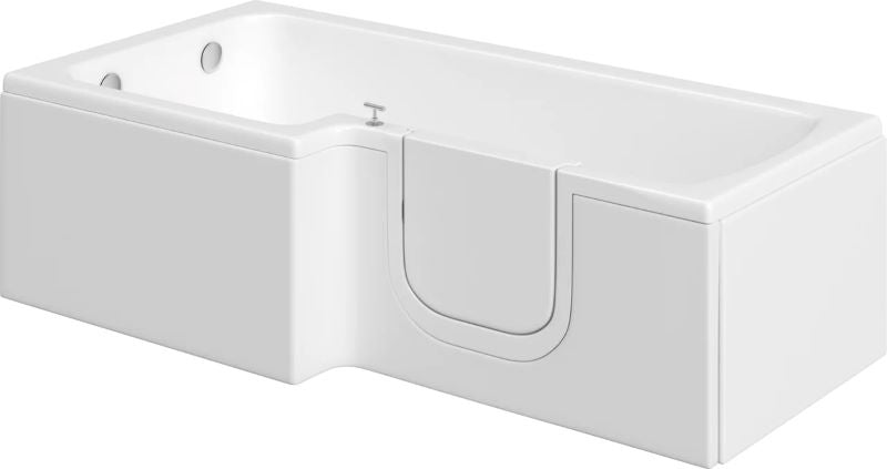 Mantaleda Highgrove L-Shaped Shower Bathtub & Bath Screen (1 size, 2 styles, White) - Brand New Bathrooms