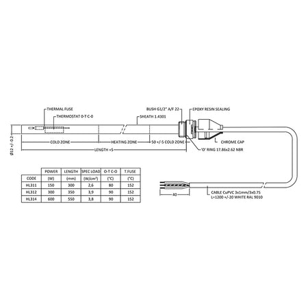 Nuie Heating Element (3 wattage, Chrome) - Brand New Bathrooms