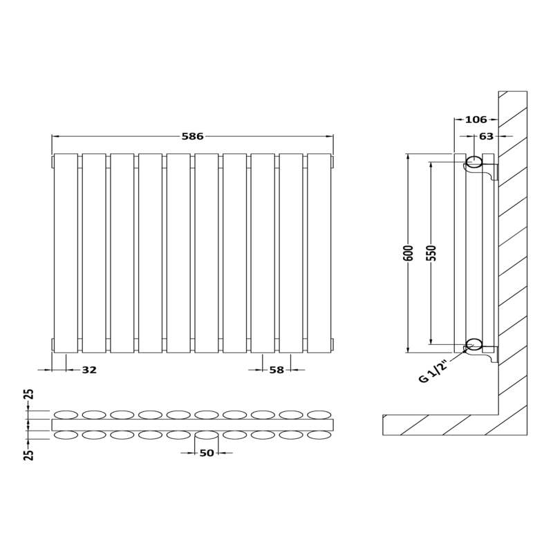 Nuie Revive Horizontal Single or Double Panel Radiator (2 types, 1 size, Gloss White) - Brand New Bathrooms